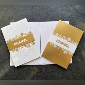 CHANEL Gold and White Blank Greeting Cards -Set of Two with Envelopes